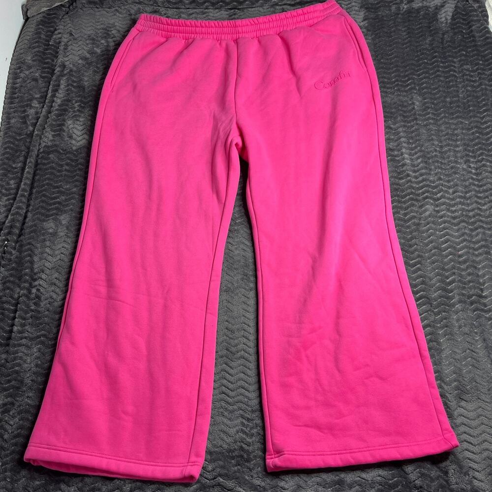 Comfrt pink Wide straight Leg Sweatpants Women’s Size 3XL Pockets Fleece Lined